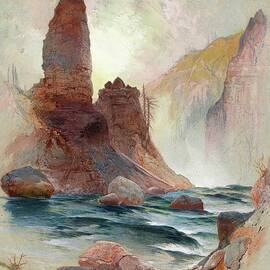 Tower At Tower Falls, Yellowstone by Thomas Moran