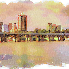 Tulsa Skyline and Arkansas River by Miroslav Liska