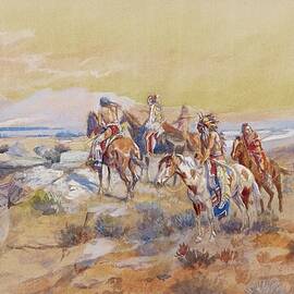 Watching The Iron Horse by Charles Marion Russell
