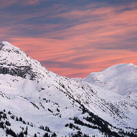 Winter Sunset Coast Mountains British by Alan Majchrowicz