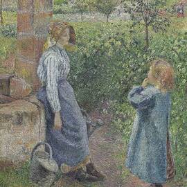 Woman And Child At The Well by Camille Pissarro