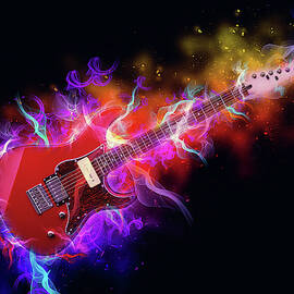 Electric Guitar #12 Digital Art by Ian Mitchell - Metal Posters