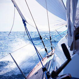 Sailing In The Wind With Sailboat by Mbbirdy