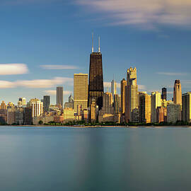 Chicago skyline at sunset viewed from North Avenue Beach by Miroslav Liska