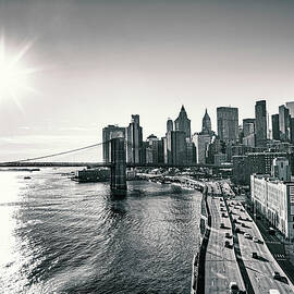 New York City, East River Scene With Lower East Side Skyline Viewed From Manhattan Bridge by Lumiere