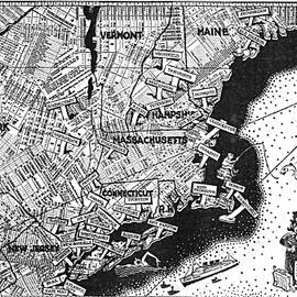 1936 Map Of Ye Summer Theatres by Al Hirschfeld