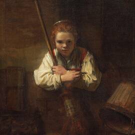 A Girl With A Broom by Rembrandt