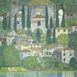 Church In Cassone  Landscape With Cypresses by Gustav Klimt
