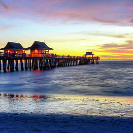 Florida, Collier County, Naples, View Of Naples Fishing Pier From Shore by Gabriel Jaime Jimenez