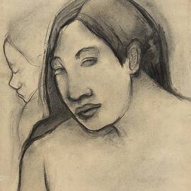 Heads Of Tahitian Women, Frontal And Profile Views by Paul Gauguin