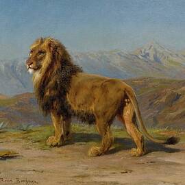 Lion In A Mountainous Landscape by Rosa Bonheur