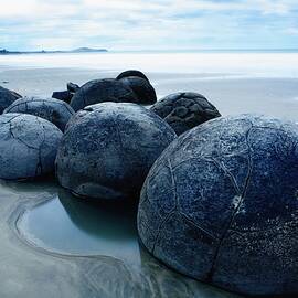 Moeraki Boulders On Beach, New Zealand by Massimo Ripani