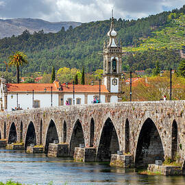 Roman-romanesque Bridge Across Lima River With Igreja De Santo Antonio Church, Ponte De Lima, Norte Region (north Region), Portugal by Reinhard Schmid