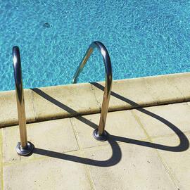 Semi-abstract swimming pool ladder shadows. by Seeables Visual Arts