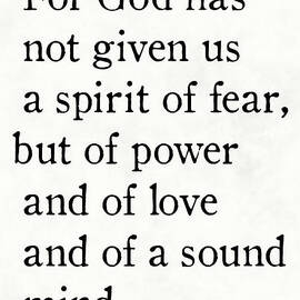 2 Timothy 1 7 - Inspirational Quotes Wall Art Collection by Mark Lawrence