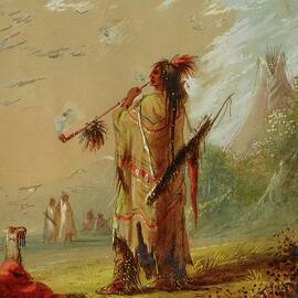 A Shoshonee Indian Smoking by Alfred Jacob Miller