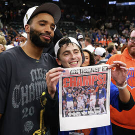 Mikal Bridges and Timothee Chalamet Celebrate Knicks 2026 NBA Champioinship by Gregory Shamus