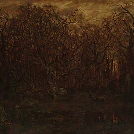 The Forest In Winter At Sunset by Theodore Rousseau