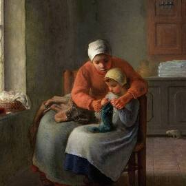 The Knitting Lesson by Jean-francois Millet
