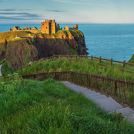 United Kingdom, Scotland, Aberdeenshire, Stonehaven, Dunnottar Castle, Great Britain, British Isles, Warm Late Afternoon Light On The Ruins by Luigi Vaccarella