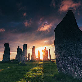 United Kingdom, Scotland, Great Britain, British Isles, Lewis And Harris, Iconic Callanish Stone Circle In The Outer Hebrides At Sunset by Maurizio Rellini