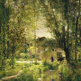 Landscape With A Sunlit Stream by Charles Francois Daubigny