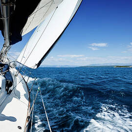 Sailing In The Wind With Sailboat by Mbbirdy