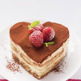 A Heart-shaped Tiramisu With Raspberries by Foodcollection