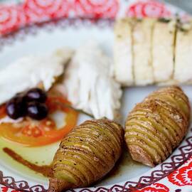 A Plate Of Starters With Hasselback Potatoes by Mañas Aldaya, Alicia