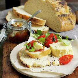 A Ploughman's Lunch With Tomato And Cheese england by Garlick, Ian