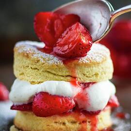 A Shortbread Cake With Strawberries And Cream by Eising Studio