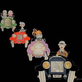 A Vanity Fair Cover Of A Family Driving Cars by John Held Jr