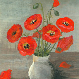 Acrylic Painted Poppy Flowers by Mitza