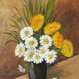 Acrylic Painted Wild Flowers Arrangement by Mitza