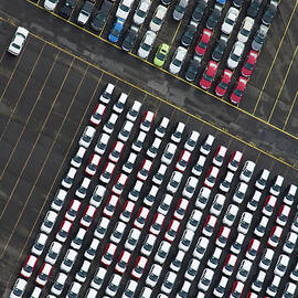 Aerial View Of Carks Parked At Port, Bremerhaven, Germany by Jalag / Gerald Hänel