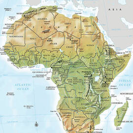 Africa Continent Map With Relief by Globe Turner Llc