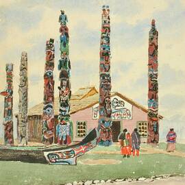 Alaska Building With Totems At St. Louis Exposition by Theodore J. Richardson