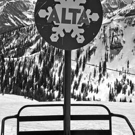 Alta Ski Lift Chair Black And White by Adam Jewell