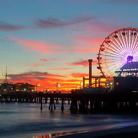 Amusement Park On Waterfront At Night by Blend Images pete Saloutos