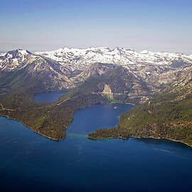 An Aerial Photograph Of Lake Tahoe And by Rachid Dahnoun