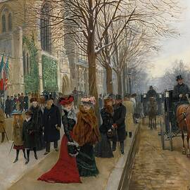 Apres Loffice A Leglise De La Sainte Trinite, Noel 1890 by Jean Beraud