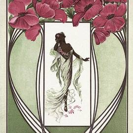 Art Nouveau Vintage Vogue Cover Of Poppies by Carlton Fowler