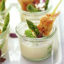 Asparagus Soup With A Chicken Skewer by Eising Studio - Food Photo & Video