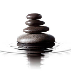 Balanced Black Stones In Water - Feng by Thomasvogel