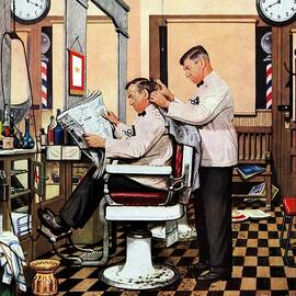 Barber Getting Haircut by Stevan Dohanos