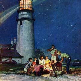Beach Bonfire by Mead Schaeffer