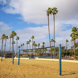Beach volleyball nets on the Corona del Mar State Beach near Los Angeles by Miroslav Liska
