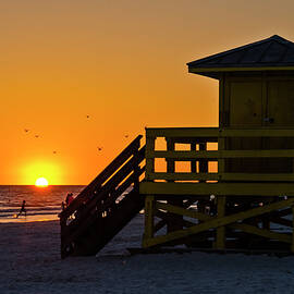 Beach With Lifeguard Station by Carlo Irek