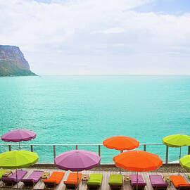 Beach With Parasol In Cassis, France by Mmac72
