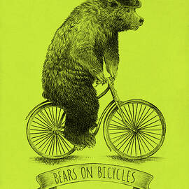 Bears on Bicycles - Lime by Eric Fan